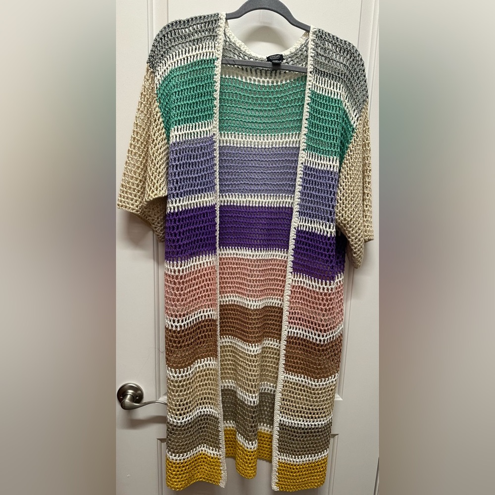 Anthropologie crochet duster by Roffe One Size